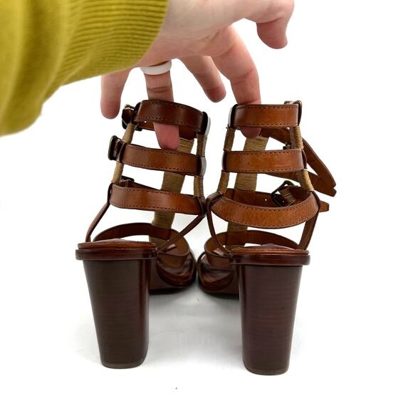 Frye Suzie Gladiator Leather Sandal Heels Cognac Brown
Womens Size 8 Strappy - Picture 8 of 14